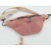 Sac banane 2 tailles - Velours côtelé rose