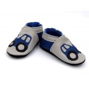 SOLDES Chaussons en cuir souples bébé, taille 23/24 en stock - Tracteur bleu